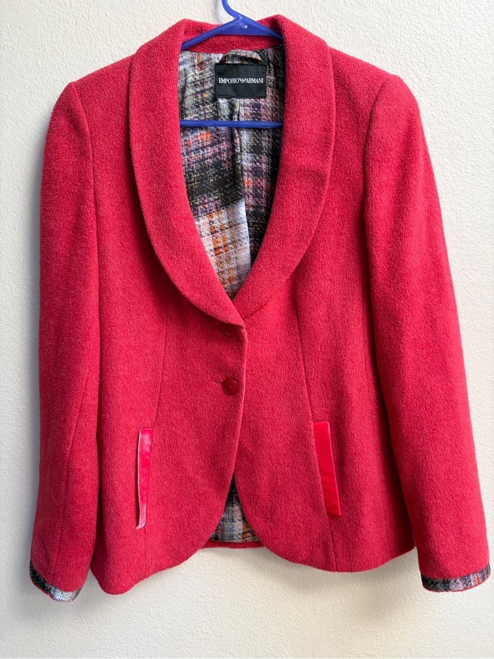 Emporio Armani Pink Wool Silk Blend Blazer Jacket Women’s Sz IT 42 Shawl Collar